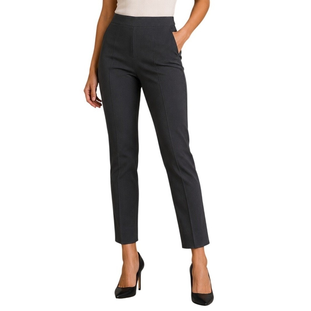 Vince Dark Gray High Rise Slim Leg Seamed Trousers Side Zip Women's Small